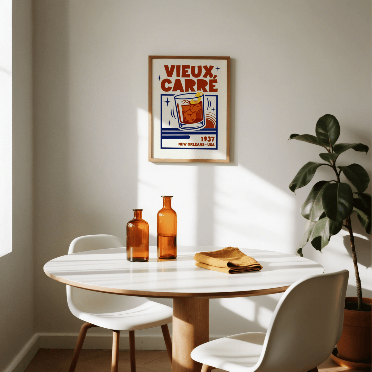 New Orleans Cocktail Print in striking red for game room poster