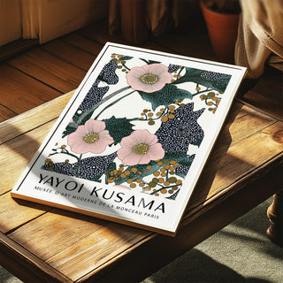Botanical pink wall art for bedroom featuring abstract green foliage
