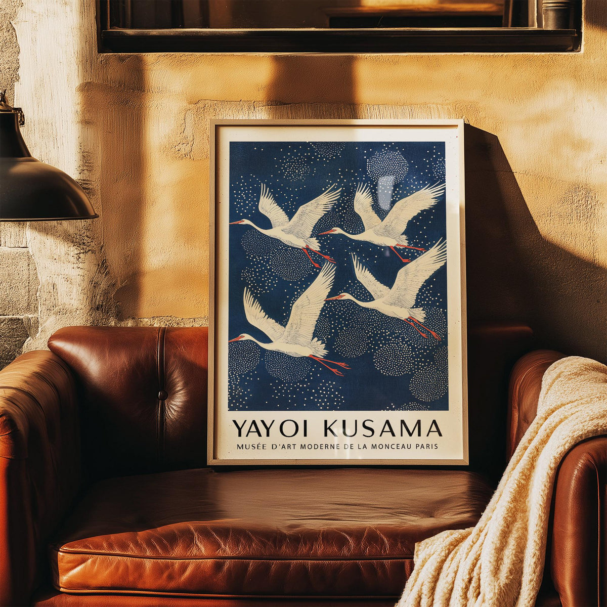 Minimalist Blue and White Prints showing birds in flight with clean design.