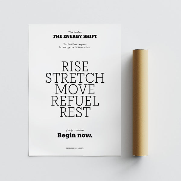 Daily movement and rest Posters with Inspirational Sayings framed in black and white.