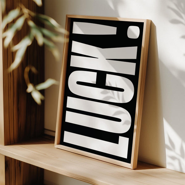 Lucky gifts print with simple black text on white background