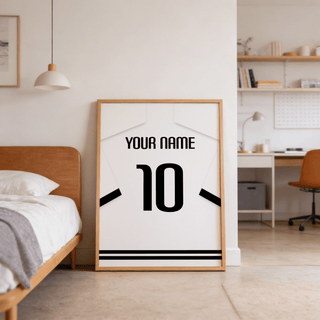 Fulham  Football Shirt Poster framed in modern hallway