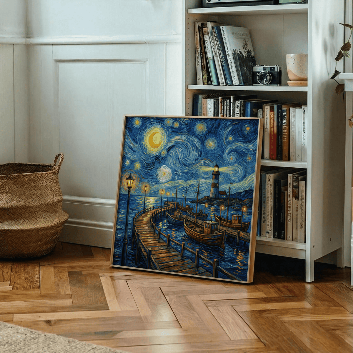 Van Gogh Poster wall art print for art-inspired office in Blue and Yellow