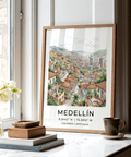 Medellin City Art Print featuring layered rooftops and winding street