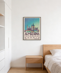 Cathedral silhouette art print with coordinate style numbers at bottom