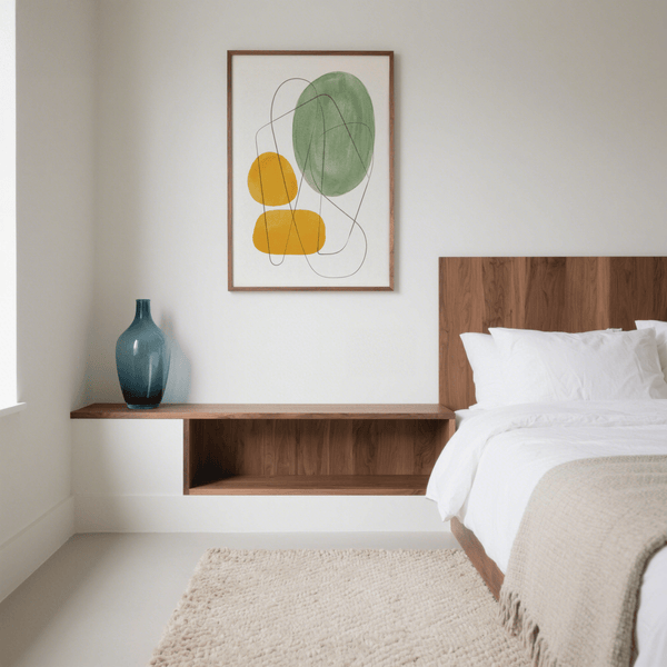 Yellow and Green Print in green and yellow shades, bedroom, art print