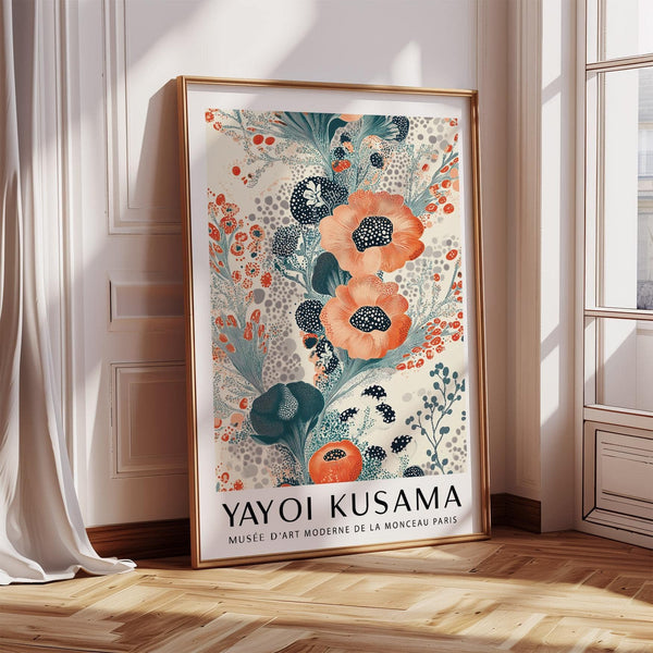 Decorative floral poster wall art featuring abstract flower patterns