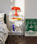Wimbledon Tennis Poster design with simplified court layout and looping ribbon illustration