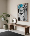 Japanese Fox Print poster with Gray background for hallway wall art