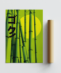 Home office Green Bamboo Print decor, green color, art print style