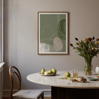 Organic shape poster print with curving lines and textured abstract forms