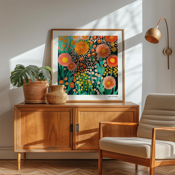Bright Colorful Flower Art in a square format with bold floral details.