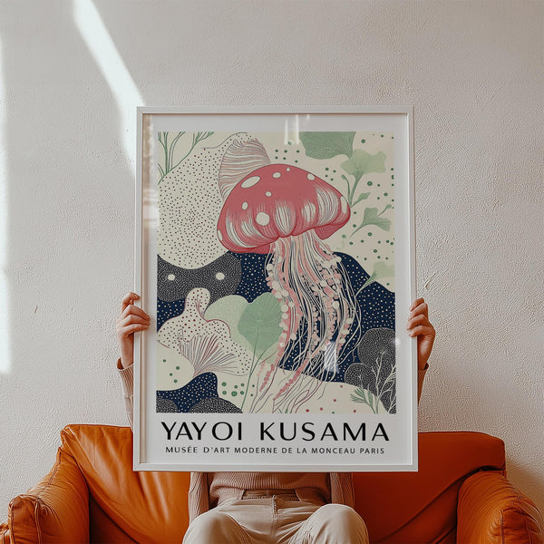 Delicate jellyfish print in a Unique Large Wall Art style for modern living spaces.