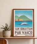 Pais Vasco Print coastal travel illustration featuring layered hills and bold wave