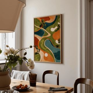Golf Abstract Wall Art depicting winding fairways across a stylized map