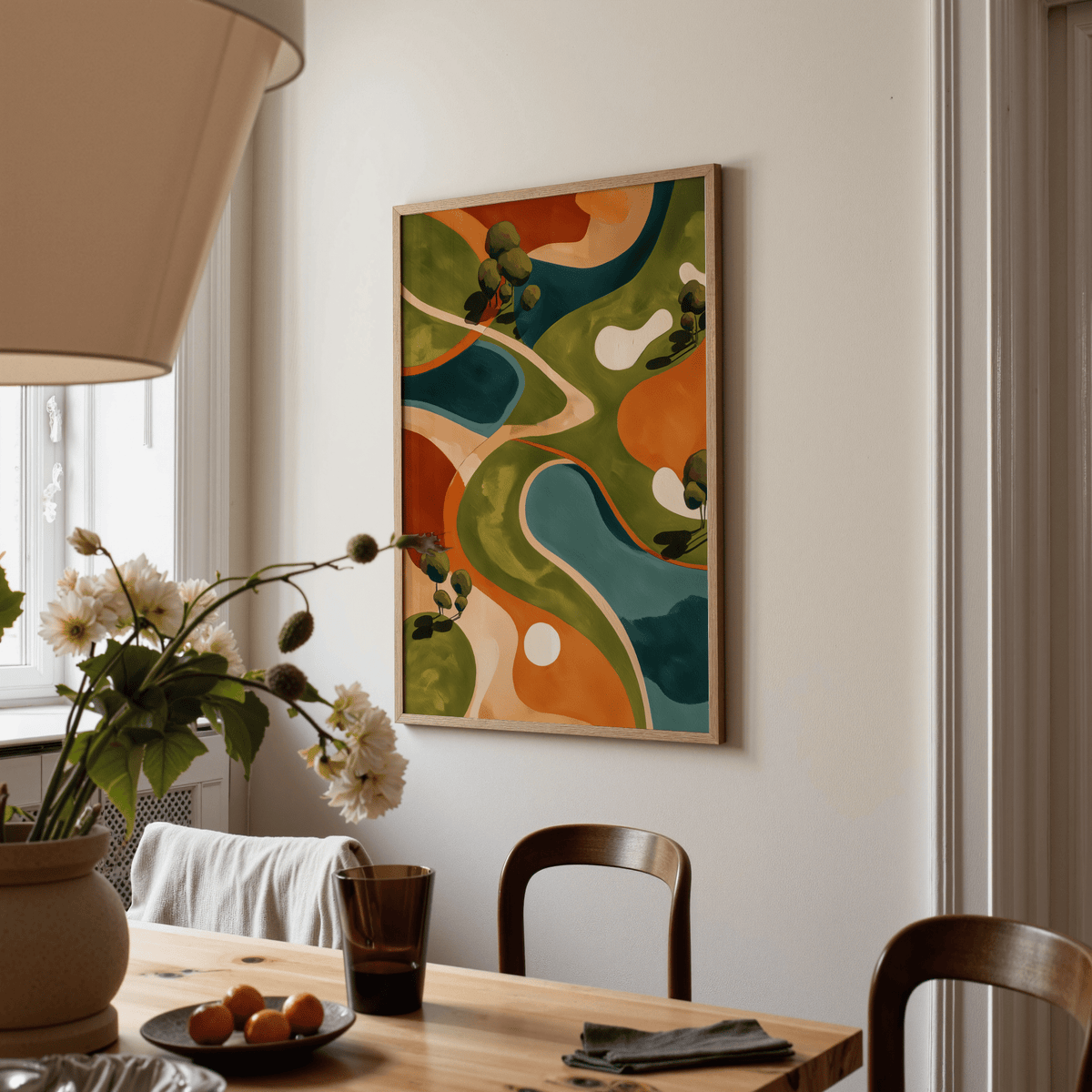 Golf Abstract Wall Art depicting winding fairways across a stylized map