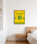 Personalised football print showing yellow kit back and bold 10