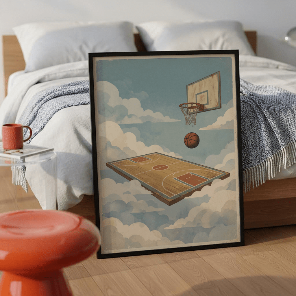 Minimal hoops graphic featuring crisp key lines and airy space