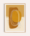 Abstract oval poster in orange, brown and beige tones