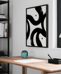 Artistic black and white posters decor, featuring expressive strokes, Black and White, wall art