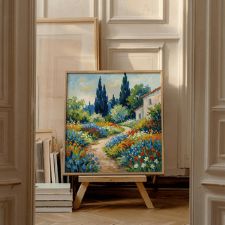 Vibrant Flower Art Print showing yellow and green in dining room wall art