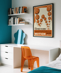 Vintage Basketball Motion Art wall art with rhythmic bounce pattern and bold headline text