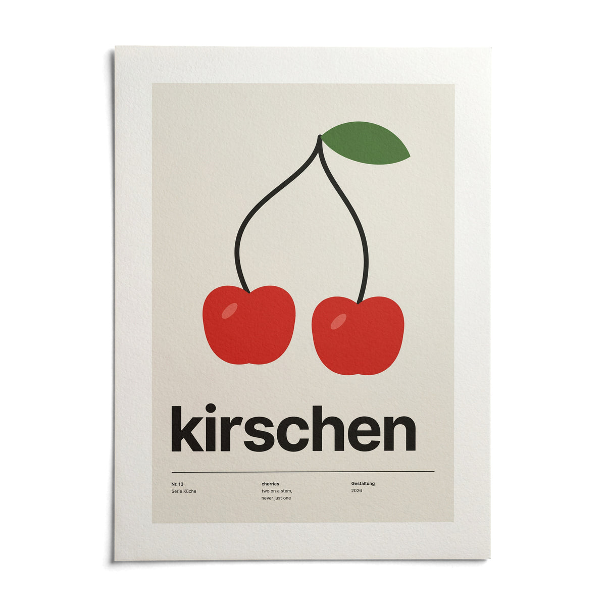 Cherry Print, shown as an unframed paper print on a plain white background
