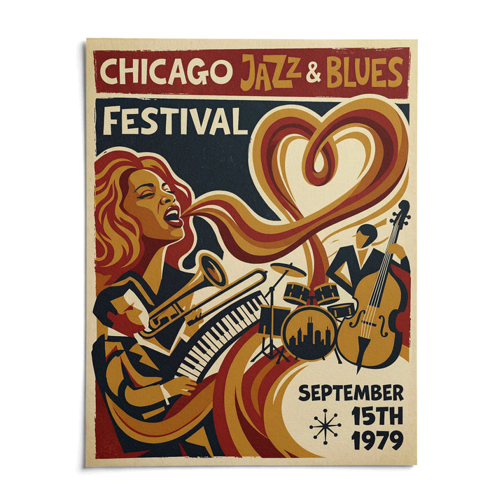 Chicago Jazz Festival Print, shown as an unframed paper print on a plain white background