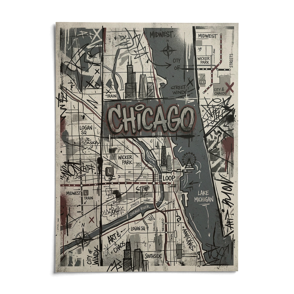 Chicago Street Art, shown as an unframed paper print on a plain white background