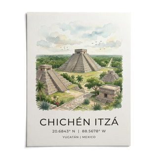 Chichen Itza Art Print, shown as an unframed paper print on a plain white background