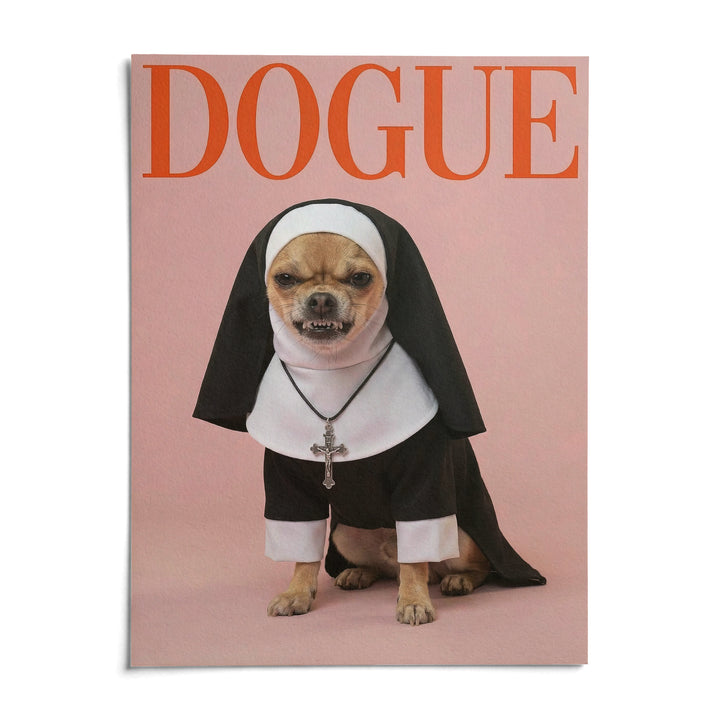 Chihuahua Nun Costume Art, shown as an unframed paper print on a plain white background