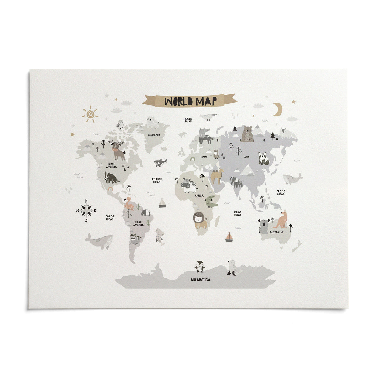 Childs World Map, shown as an unframed paper print on a plain white background