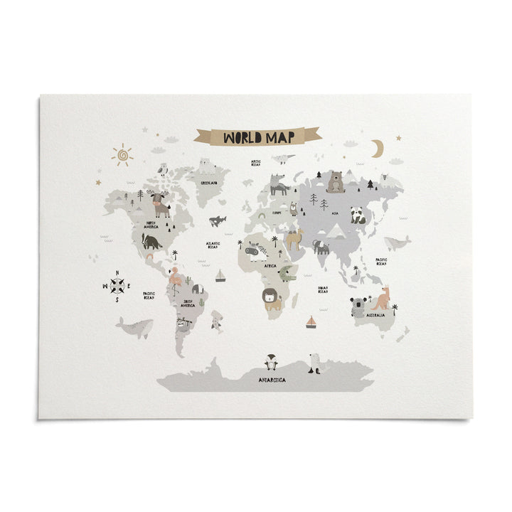 Childs World Map, shown as an unframed paper print on a plain white background