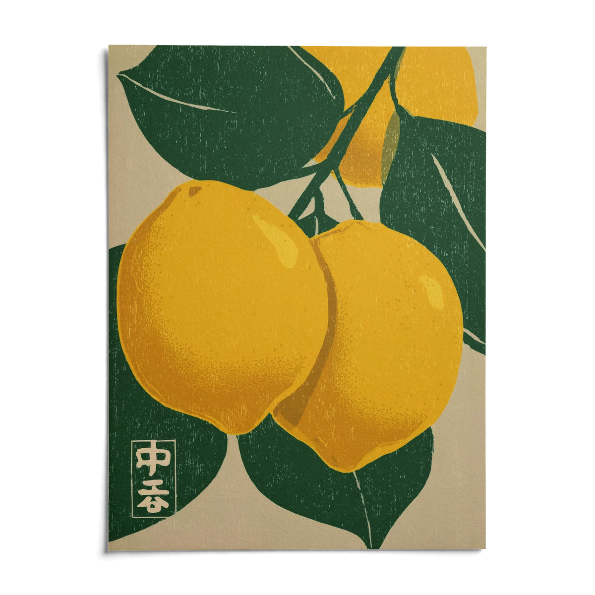 Large Citrus Fruit Art Print, shown as an unframed paper print on a plain white background