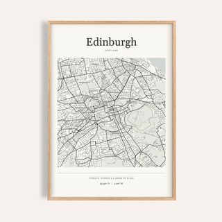 Edinburgh Personalised Map Print — City Atlas · Natural wood frame example