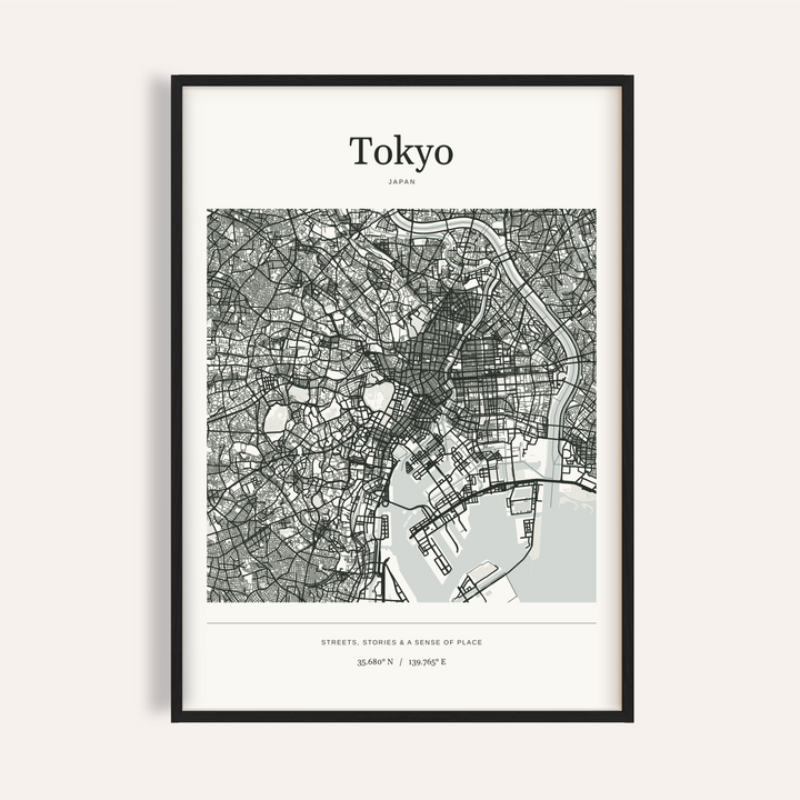 Tokyo Map Print — Personalised City Atlas · Black · finish preview