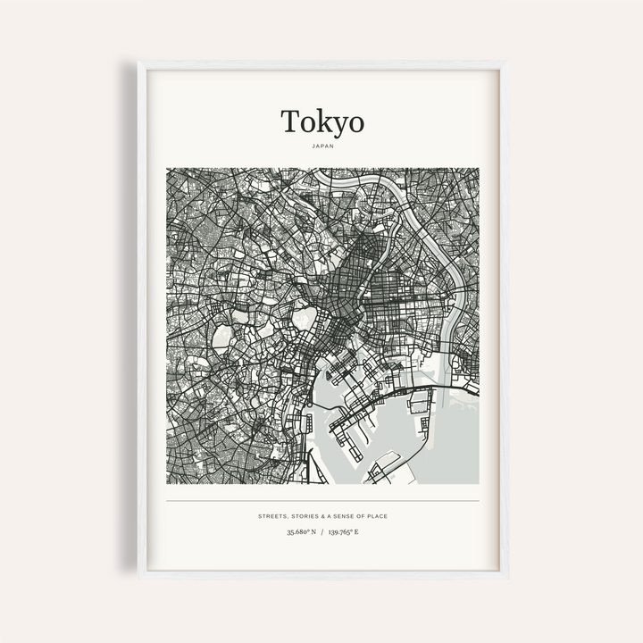 Tokyo Map Print — Personalised City Atlas · White · finish preview