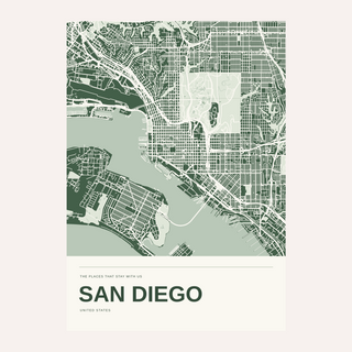 San Diego Colour Map Print — Personalised Wall Art · Print only · finish preview