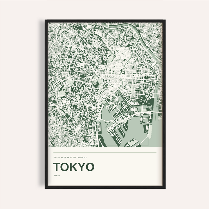 Tokyo Colour Map Print — Personalised Wall Art · Black · finish preview