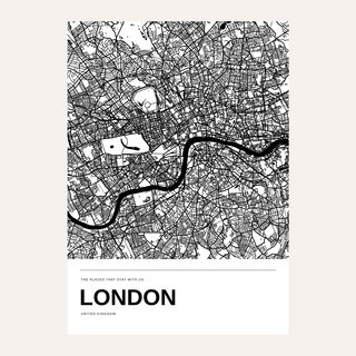 London Black and White Map Print — Personalised · Print only · finish preview