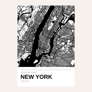 New York City Black and White Map Print — Personalised · Print only · finish preview