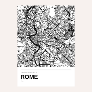 Rome Black and White Map Print — Personalised · Print only · finish preview
