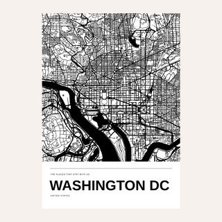Washington DC Black and White Map Print — Personalised · Print only · finish preview