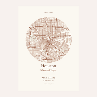 Houston Personalised Location Map — Our Place · Print only · finish preview