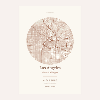 Los Angeles Personalised Location Map — Our Place · Print only · finish preview