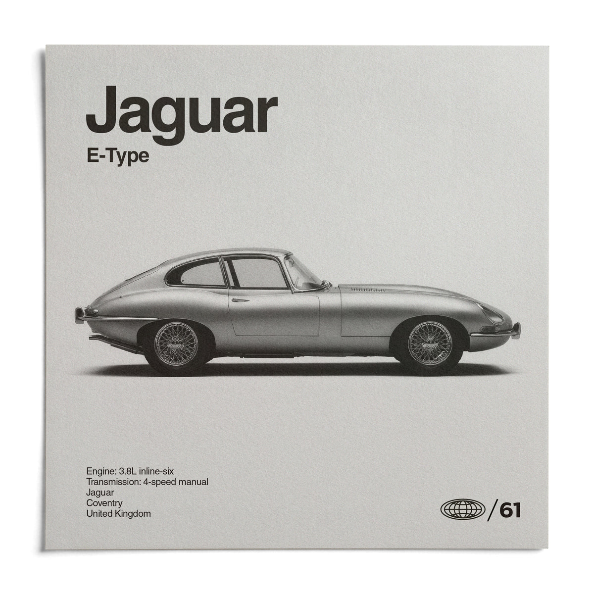 Classic British Sports Car Poster, shown as an unframed paper print on a plain white background