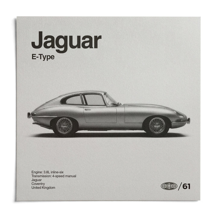 Classic British Sports Car Poster, shown as an unframed paper print on a plain white background