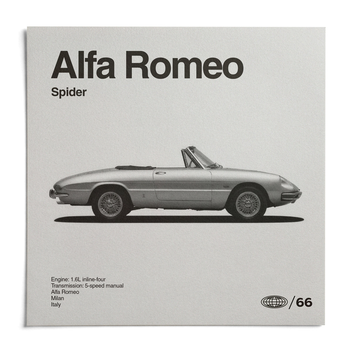 Classic Italian Spider Car Poster, shown as an unframed paper print on a plain white background