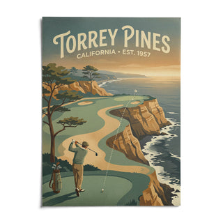 Clifftop Golf Wall Art, shown as an unframed paper print on a plain white background