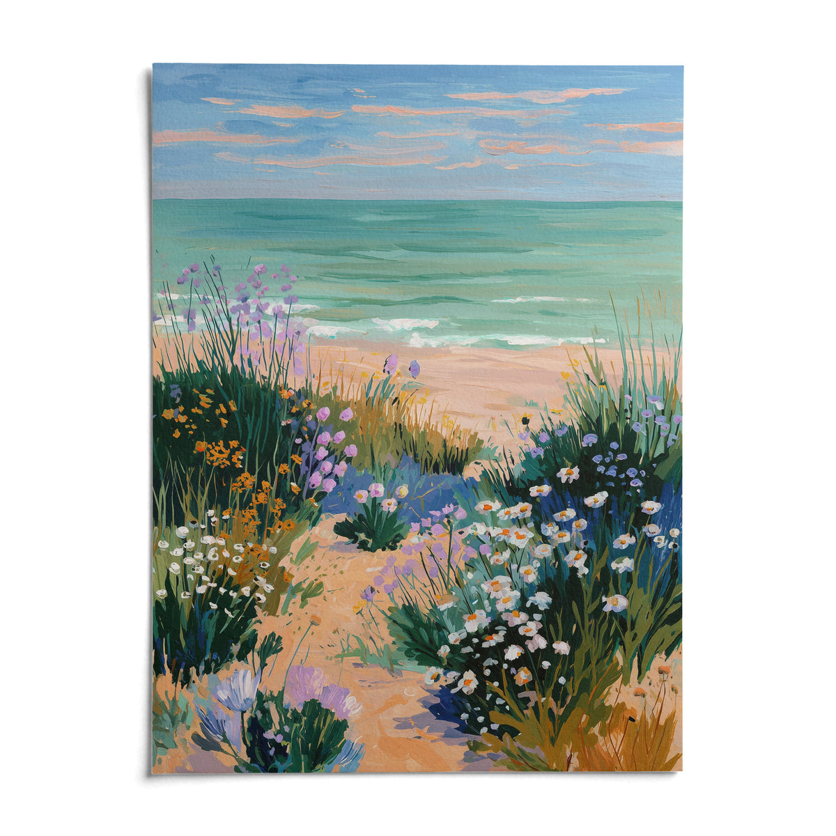 Coastal Flower Print, shown as an unframed paper print on a plain white background